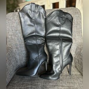 Wild Diva Black Heeled Boots